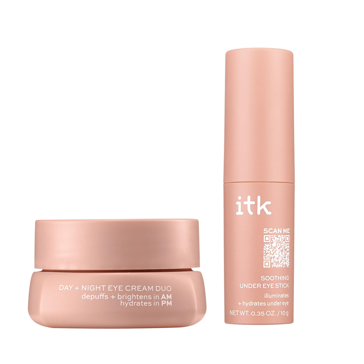 ITK front packaging showing eye cream set and brightening benefits