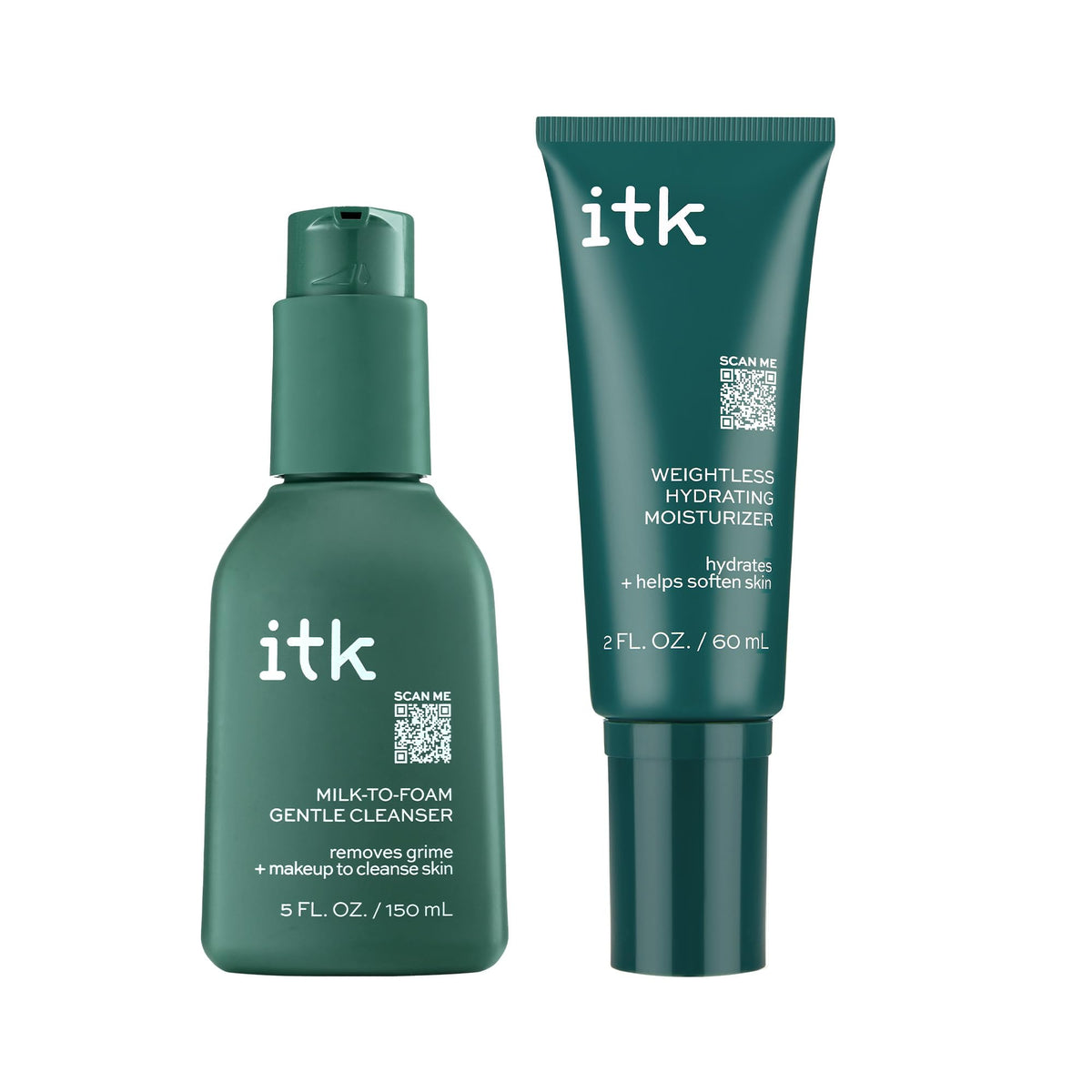 ITK front packaging showing cleanser and moisturizer set for easy routine
