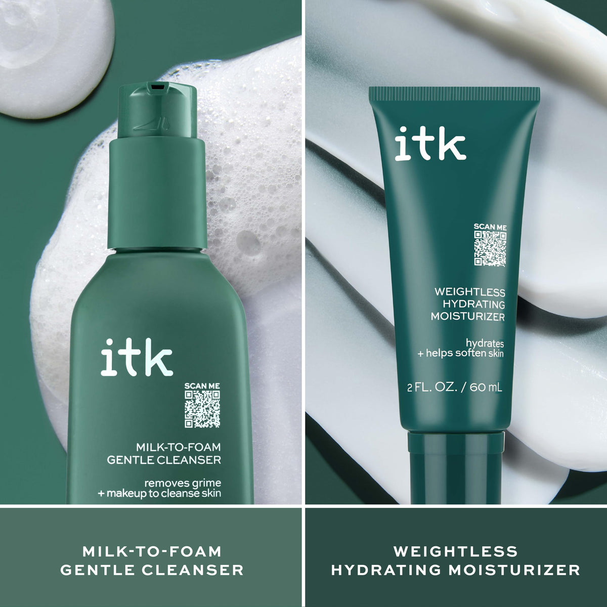 ITK moisturizer pump dispensing weightless cream for fast absorption benefit