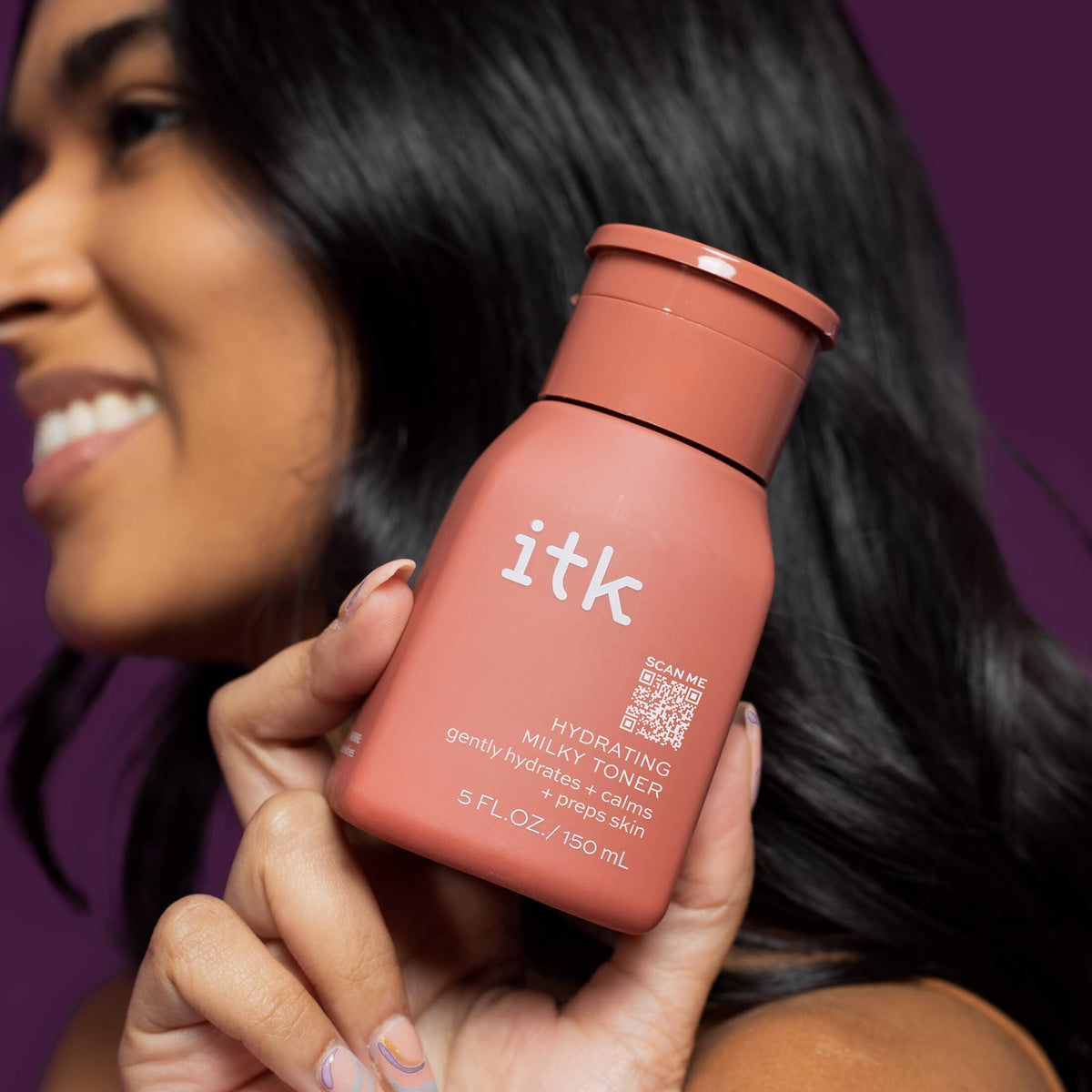 ITK close-up of milky toner texture highlighting lightweight hydration and smooth absorption benefit