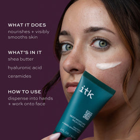 ITK full routine flatlay on bathroom counter for simplified skincare