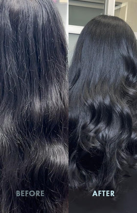 Person applying IT&LY Magic Water to hair demonstrating smoother, shinier finished result