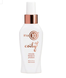 It's A 10 Haircare product being sprayed onto coils to detangle and refresh curls with shine