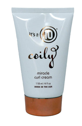It's a 10 Haircare Coily Miracle Curl Cream front packaging showing 4 oz jar and label benefits
