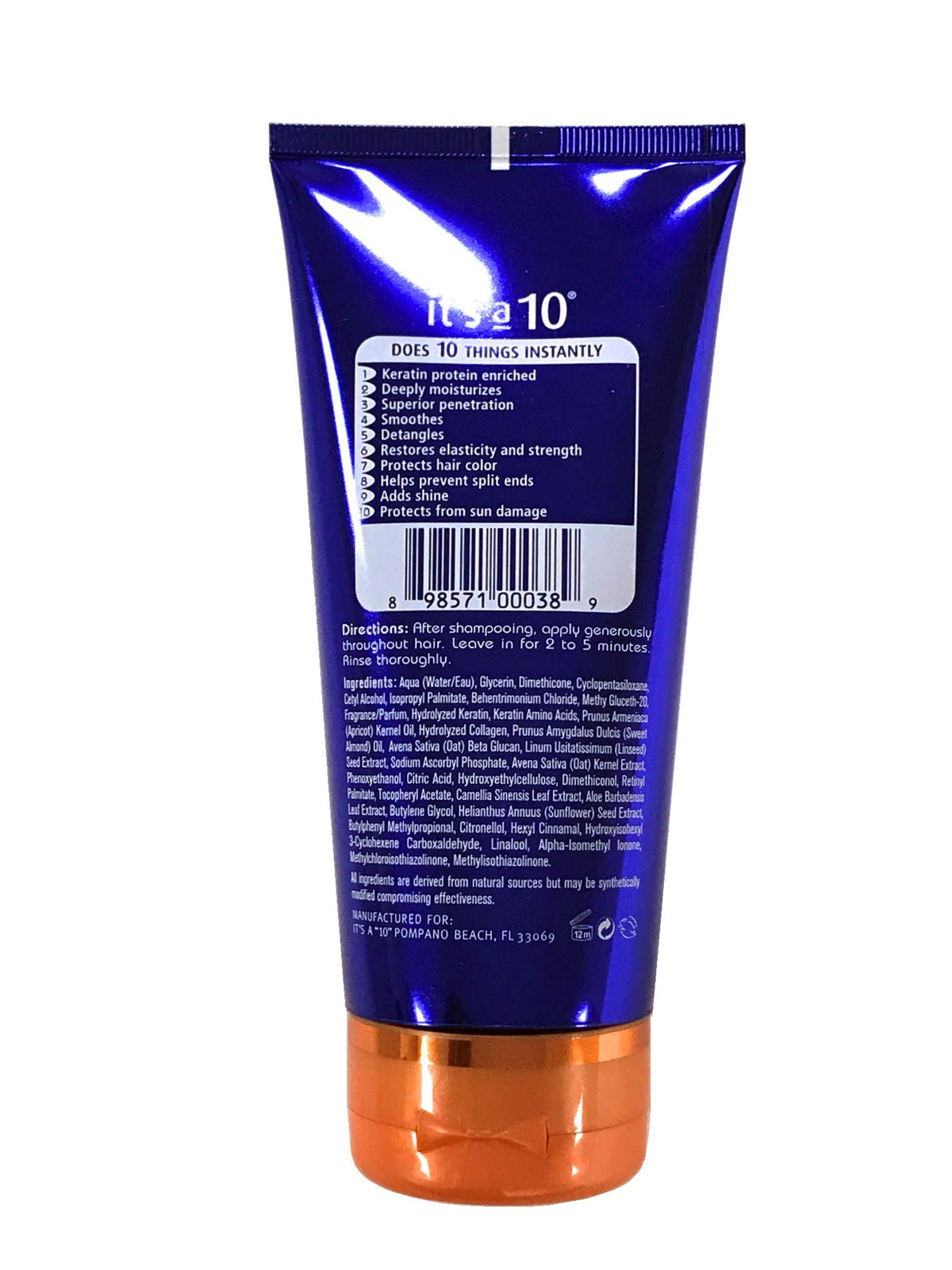It's a 10 Haircare product being applied to wet hair for smoothness