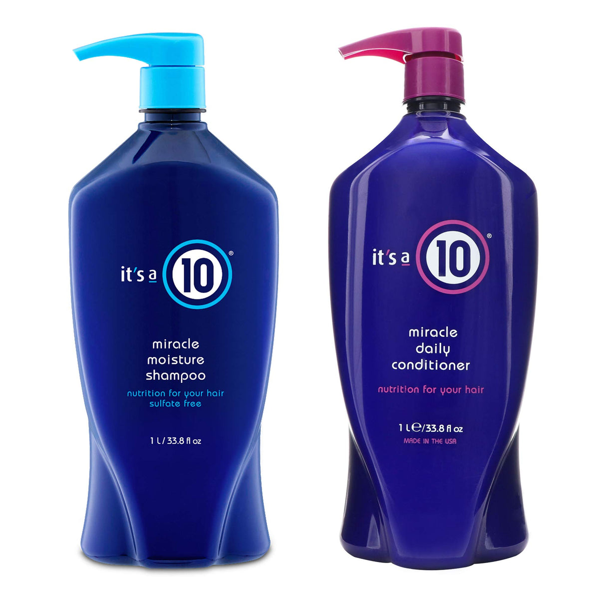 It's A 10 duo front packaging showing both bottles and benefits