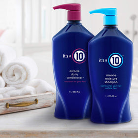 It's A 10 duo in shower setting showing convenient daily use