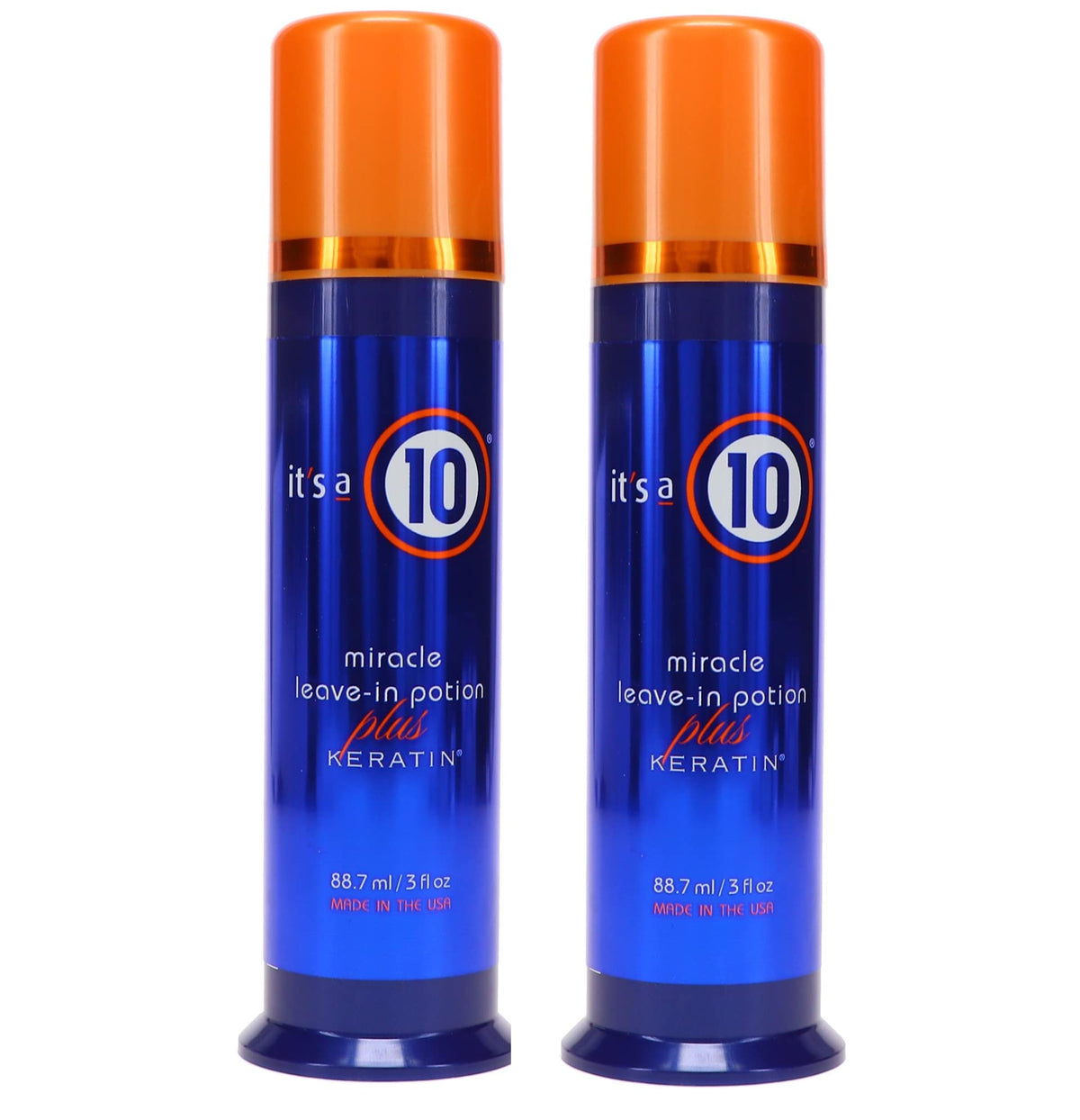 It's a 10 Haircare bottle front packaging showing label and keratin claim for easy identification