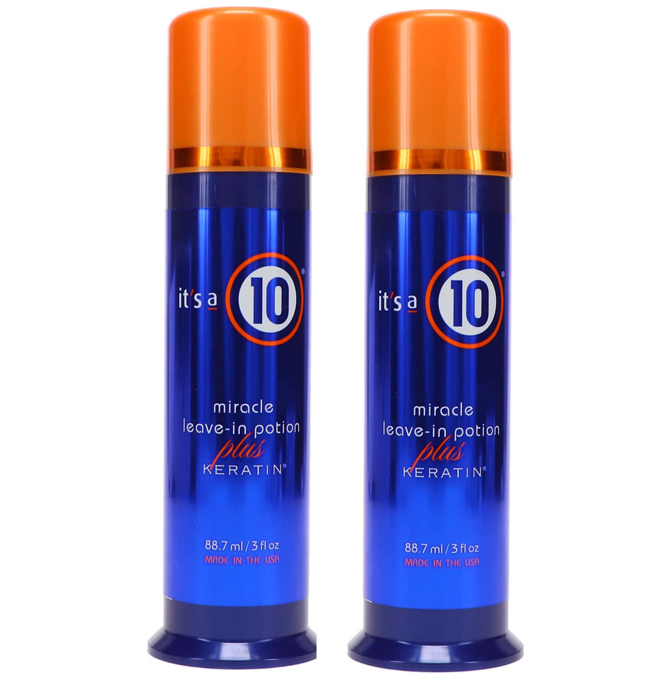 It's a 10 Haircare bottle front packaging showing label and keratin claim for easy identification