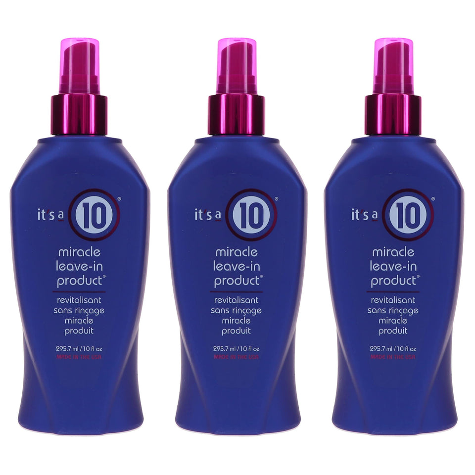 It's a 10 front packaging showing three 10 fl oz bottles and consistency benefit