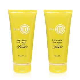 It's a 10 Haircare front packaging showing twin 5 fl oz bottles and brand benefit