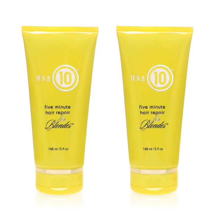 It's a 10 Haircare front packaging showing twin 5 fl oz bottles and brand benefit
