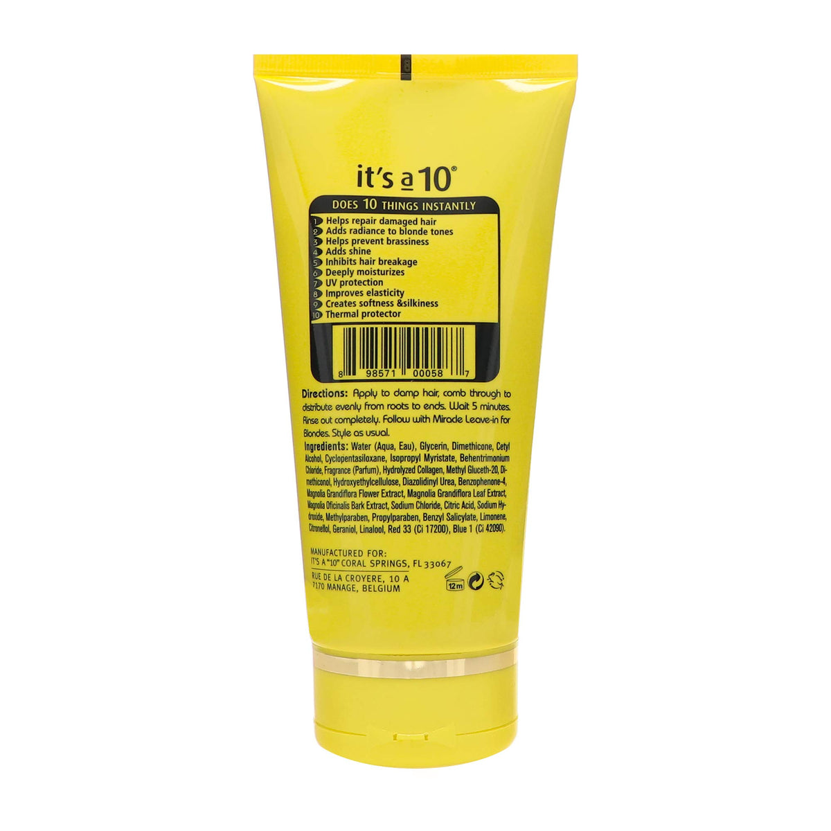 It's a 10 Haircare nozzle close-up showing fine mist for even product distribution