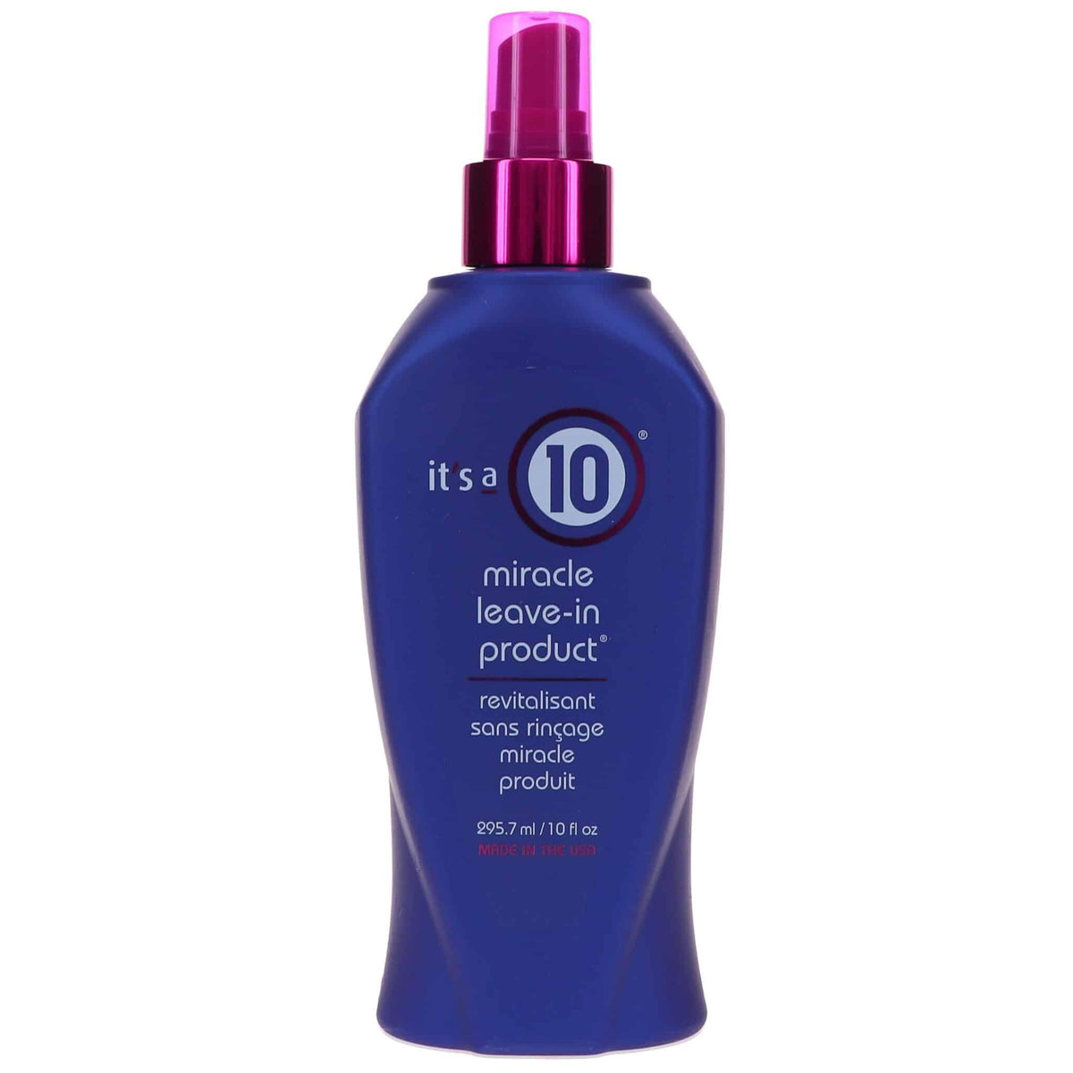 It's a 10 Haircare front bottle view showing product and benefits