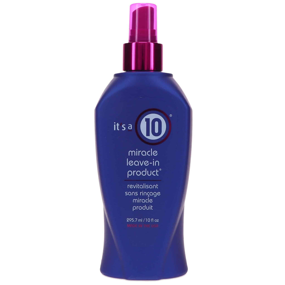 It's a 10 Haircare front bottle view showing product and benefits