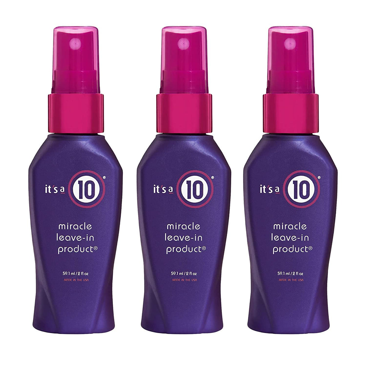It’s a 10 front-packaging three 2 oz bottles showing compact travel-ready benefit