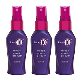 It’s a 10 front-packaging three 2 oz bottles showing compact travel-ready benefit