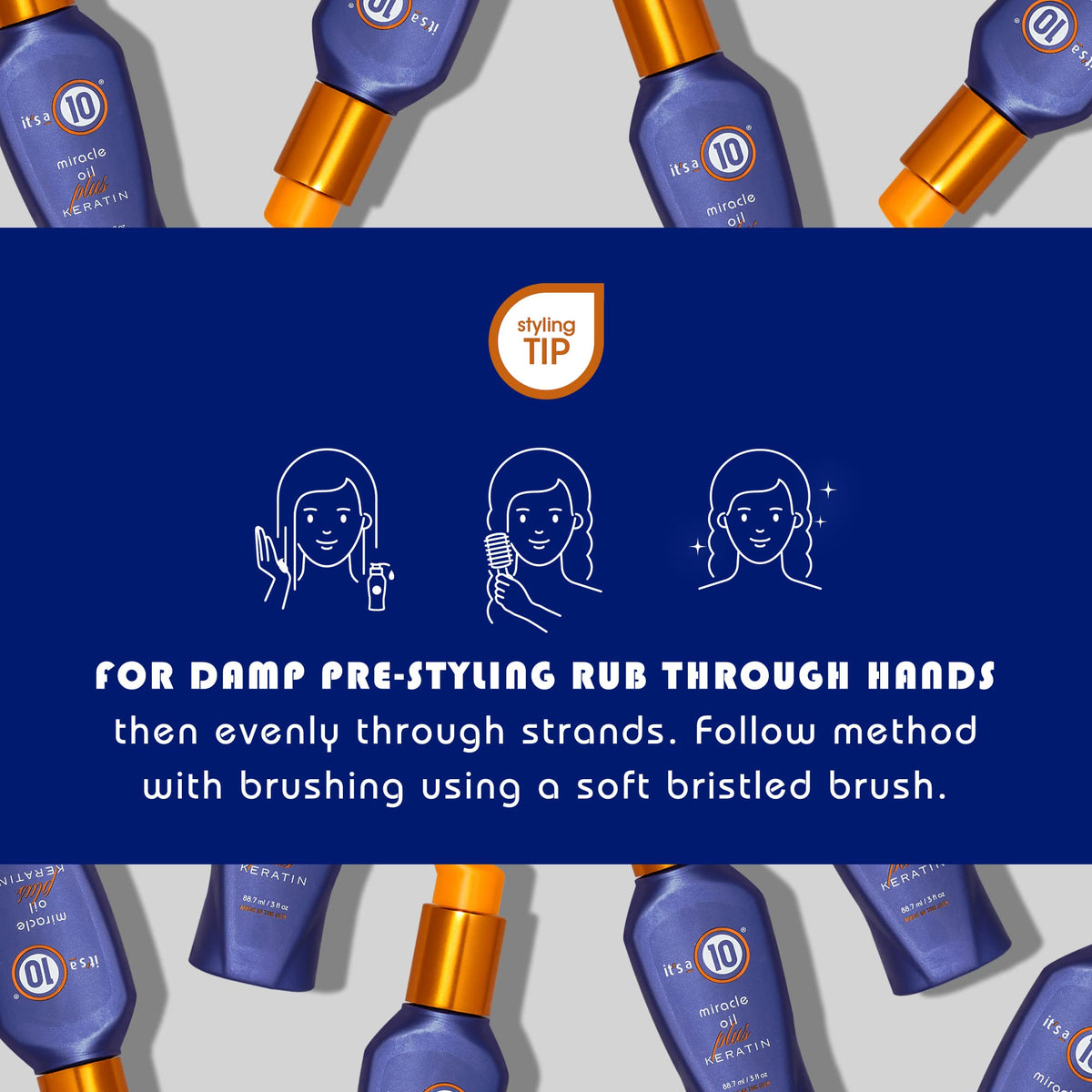 It's a 10 applying oil to hair for frizz control and shine