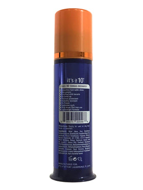 It's a 10 Haircare Miracle Leave-In Potion Plus Keratin held in hand to show travel-friendly size