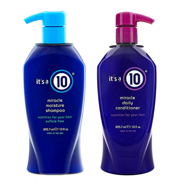 It's a 10 Haircare front packaging showing both 10 oz bottles and everyday convenience