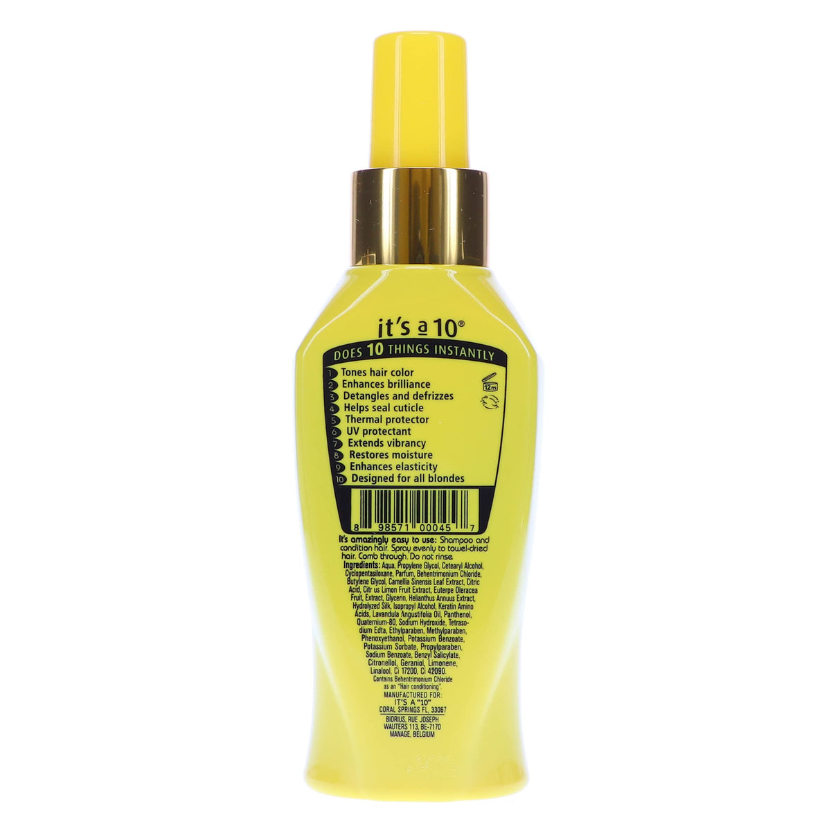 It's a 10 displayed on a shelf among salon products conveying professional compatibility