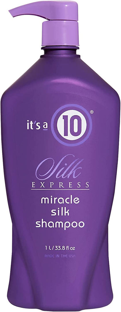 It's A 10 front bottle image showing 33.8 oz packaging and clear product branding benefit: premium salon size