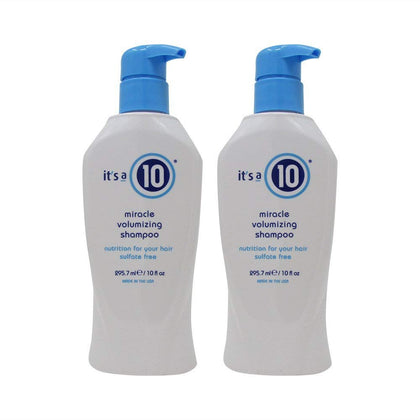 it's a 10 Haircare front bottle shot showing label and pack convenience benefit