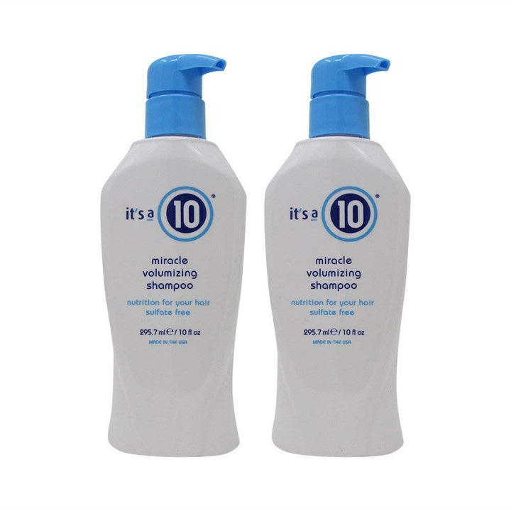 it's a 10 Haircare front bottle shot showing label and pack convenience benefit
