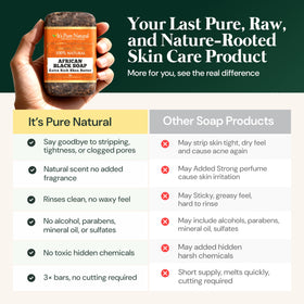 It's Pure Natural label showing made in Ghana origin and ingredients, indicating authentic sourcing