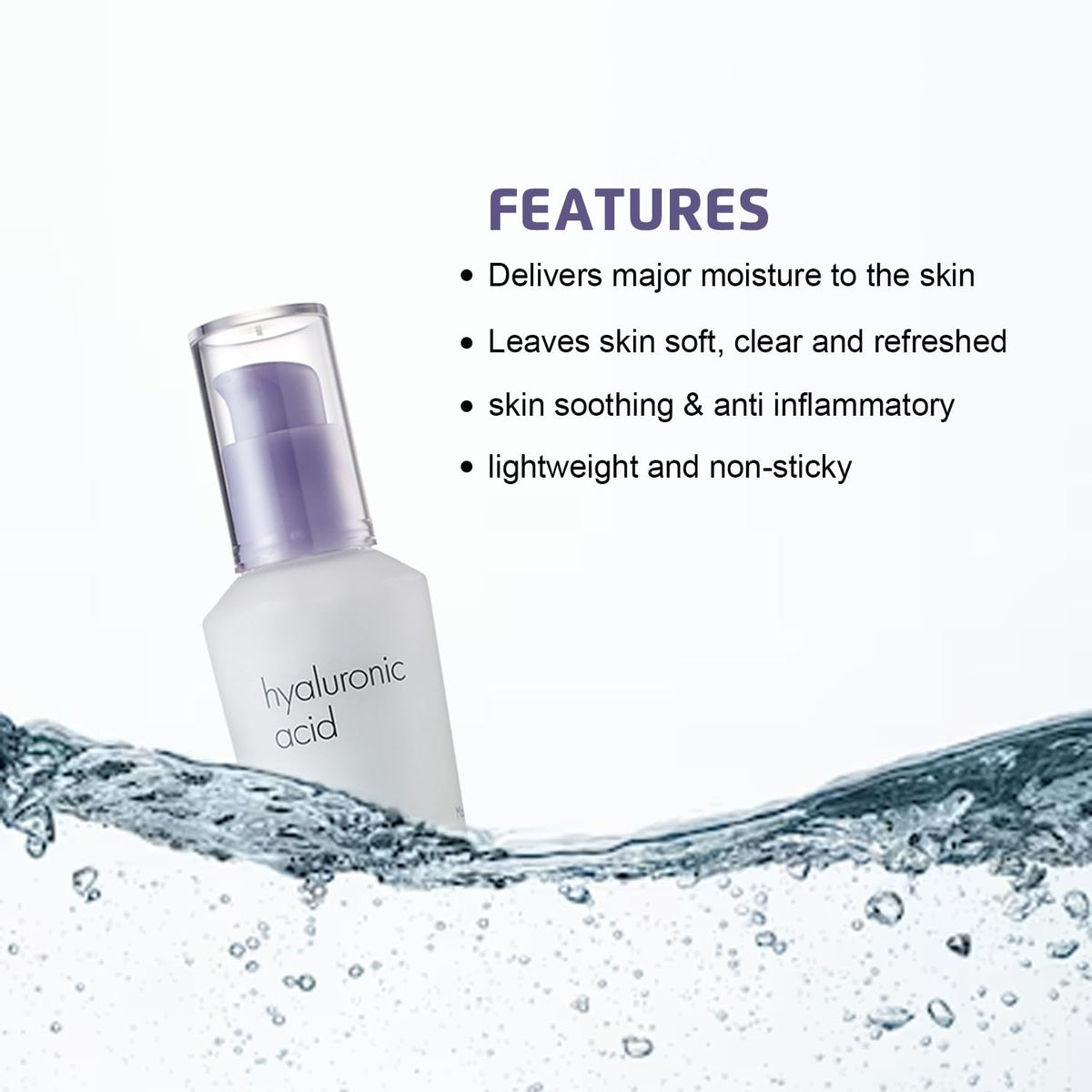 It's Skin texture droplet closeup illustrating lightweight, fast-absorbing hydration
