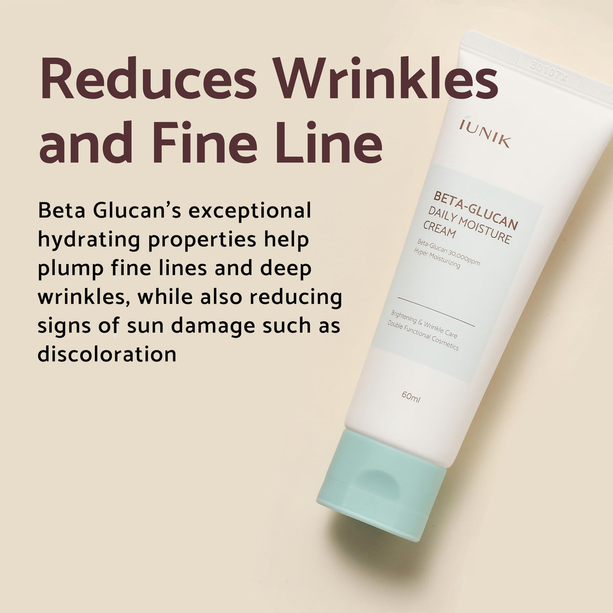 IUNIK cream on bathroom shelf in lifestyle scene showing daily routine benefit
