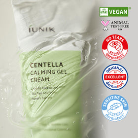 IUNIK botanical ingredients array highlighting centella and sprouts for calming benefits