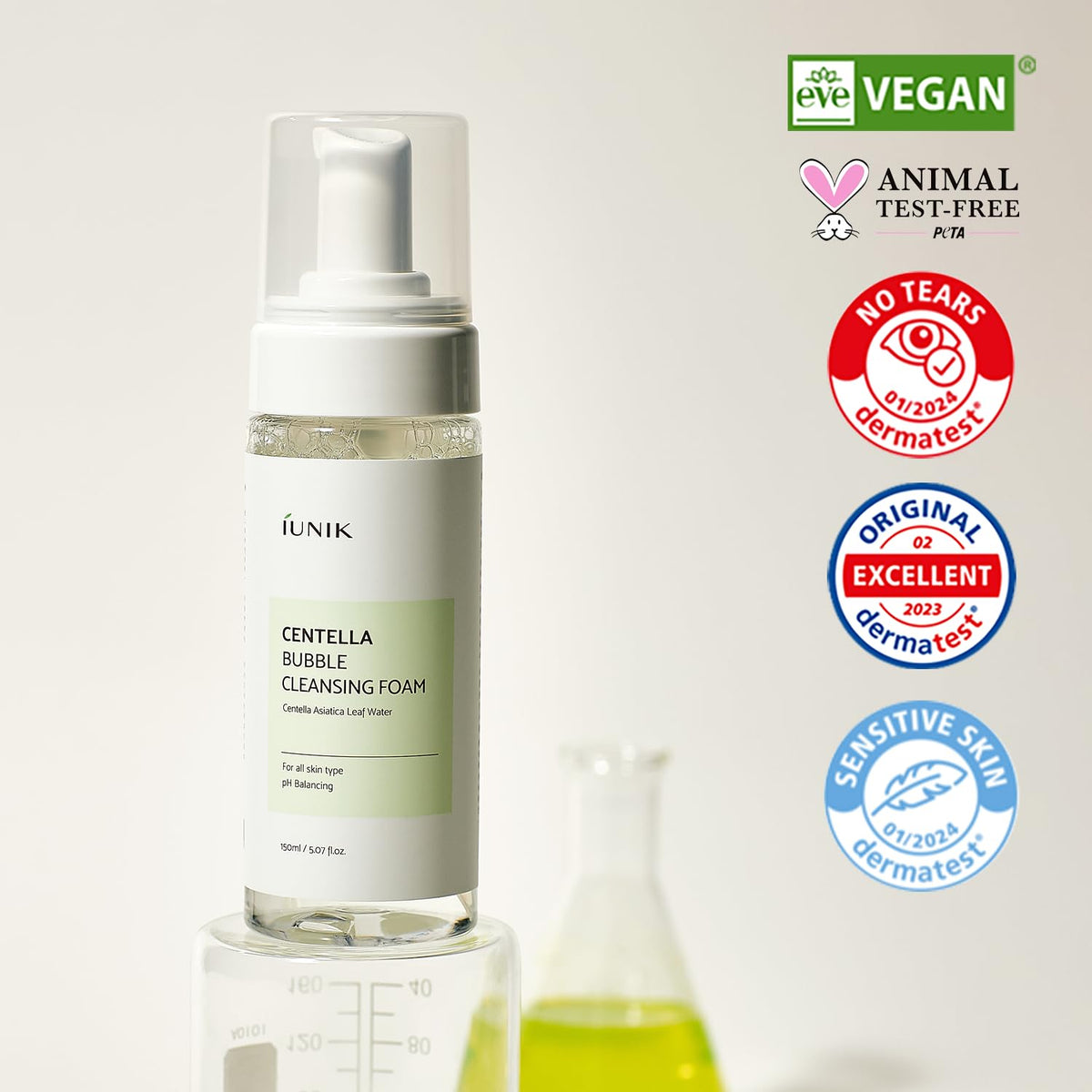 IUNIK ingredient label closeup highlighting Centella content