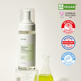 IUNIK ingredient label closeup highlighting Centella content