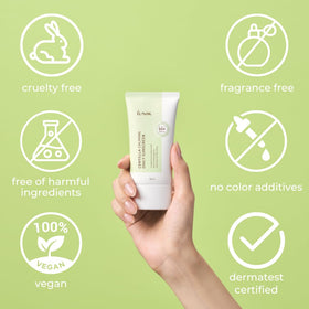 IUNIK sunscreen spread on hand demonstrating smooth application benefit