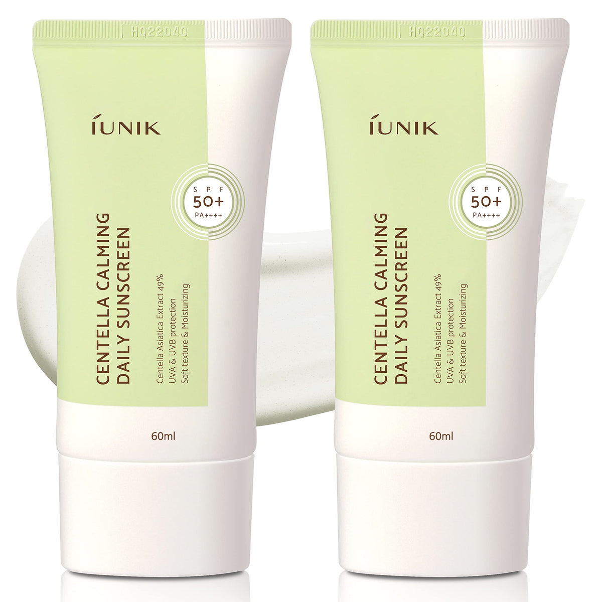 IUNIK front packaging showing SPF 50+ and calming benefits