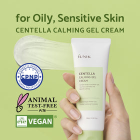 IUNIK texture close-up of gel cream showing lightweight absorbent finish for comfort