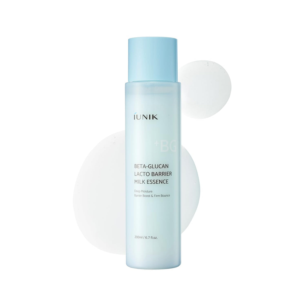 IUNIK front packaging milky toner showing bottle and label for clear product ID and hydration benefit