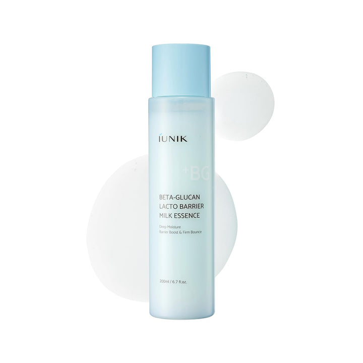 IUNIK front packaging milky toner showing bottle and label for clear product ID and hydration benefit