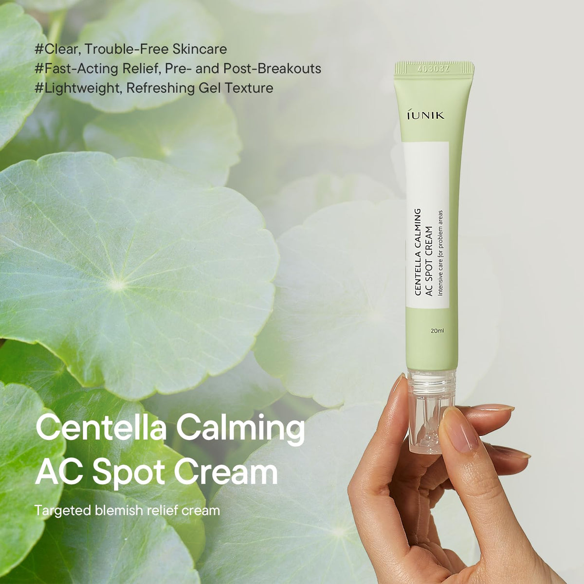 IUNIK gel texture close-up showing smooth, non-sticky consistency for fast absorption