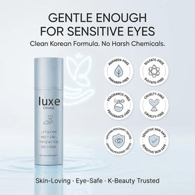 Iuxe Chroma applying directly under eye for instant refresh