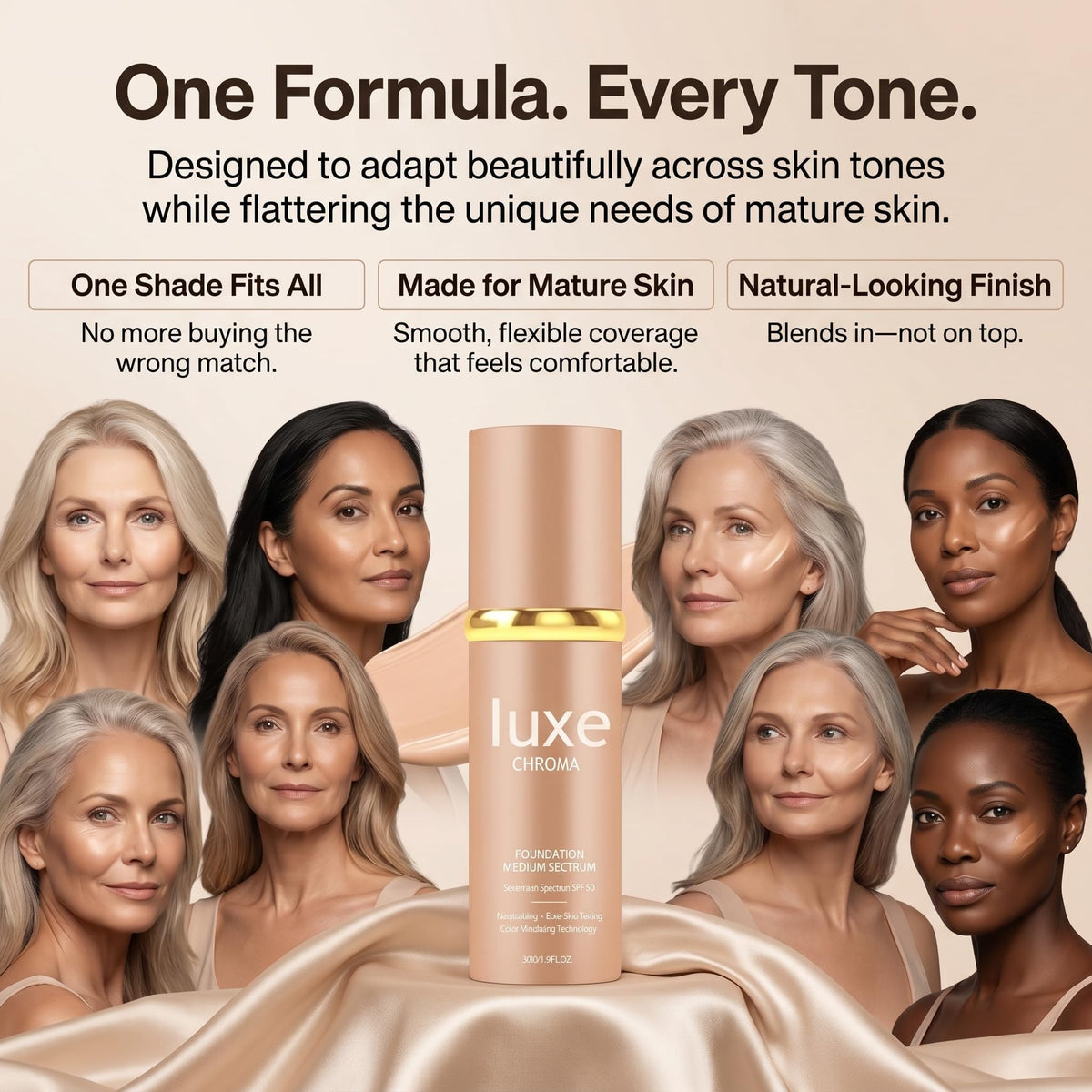 Iuxe Chroma in a makeup bag lifestyle shot showing everyday-ready reliability