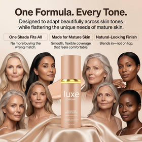 Iuxe Chroma in a makeup bag lifestyle shot showing everyday-ready reliability