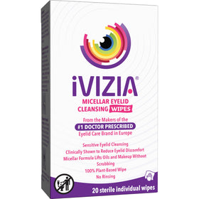 iVIZIA front packaging of 20 wipes showing sterile single-use boxes and convenience