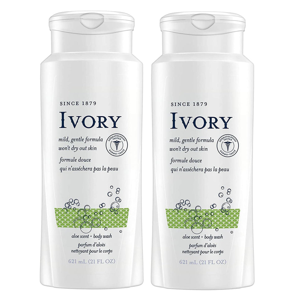 Ivory 21 oz aloe front packaging showing label and two-pack convenience