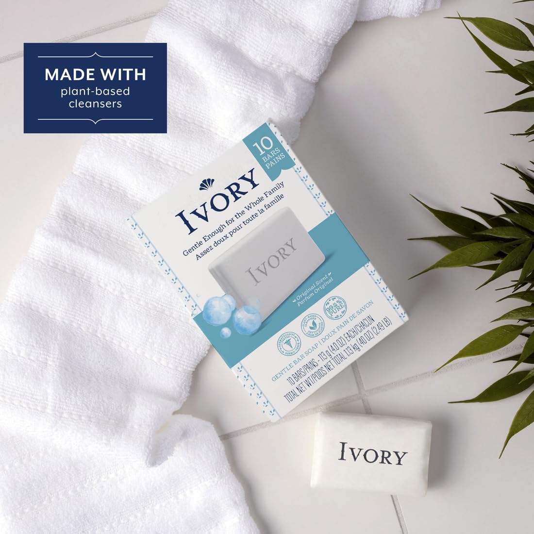 Ivory bar in bathroom setting suggesting family use and daily convenience