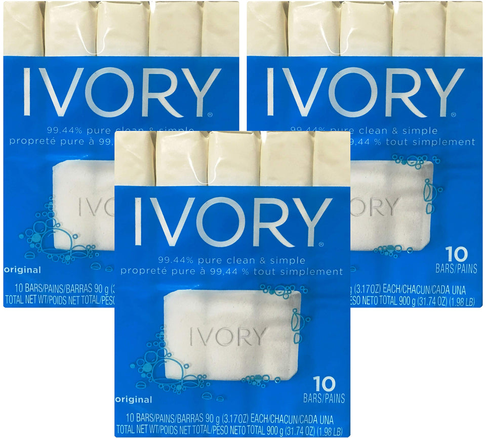 Ivory front packaging showing the 3.17 oz bar and pack benefits for reliable cleansing