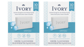 Ivory front packaging showing 20 bars and clean branding benefit economy