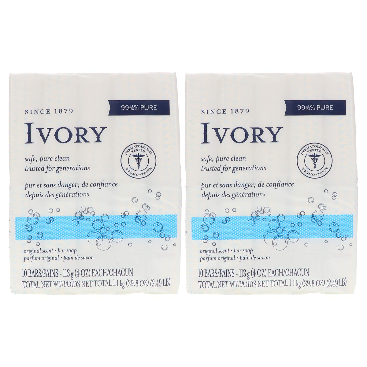 Ivory front packaging showing brand and count, clear family-friendly presentation