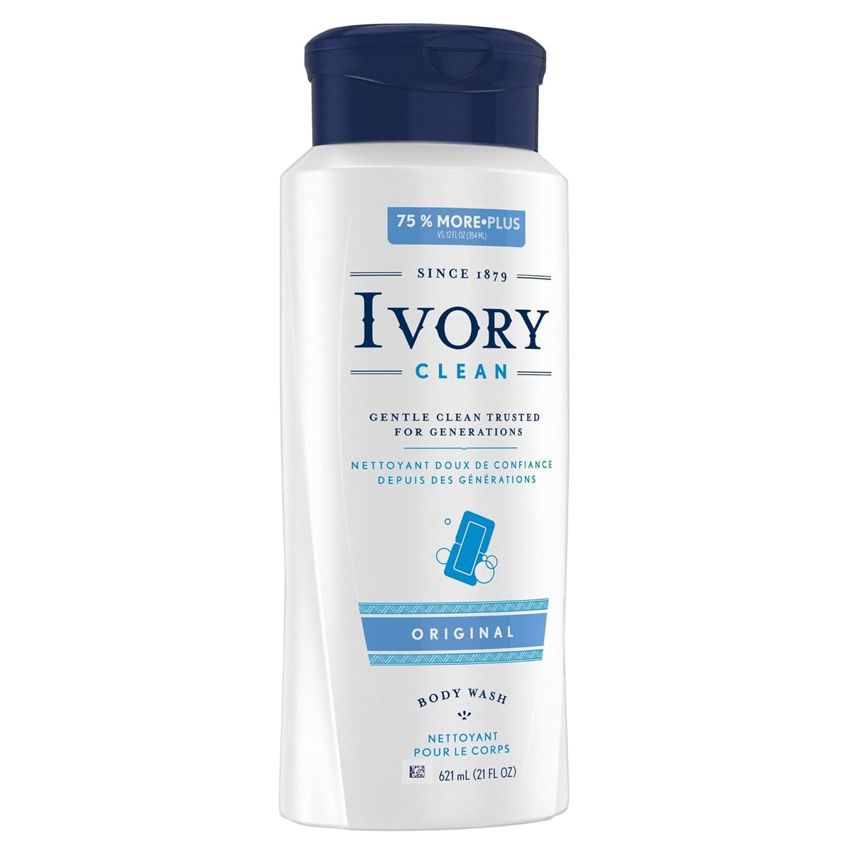 Ivory body wash in use under running water showing effective rinse-off benefit